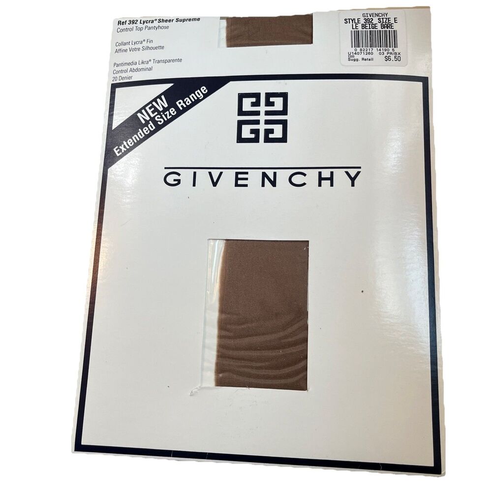 Givenchy Vtg French Sheer Lycra Pantyhose Control Top E LE BEIGE BARE Nylons